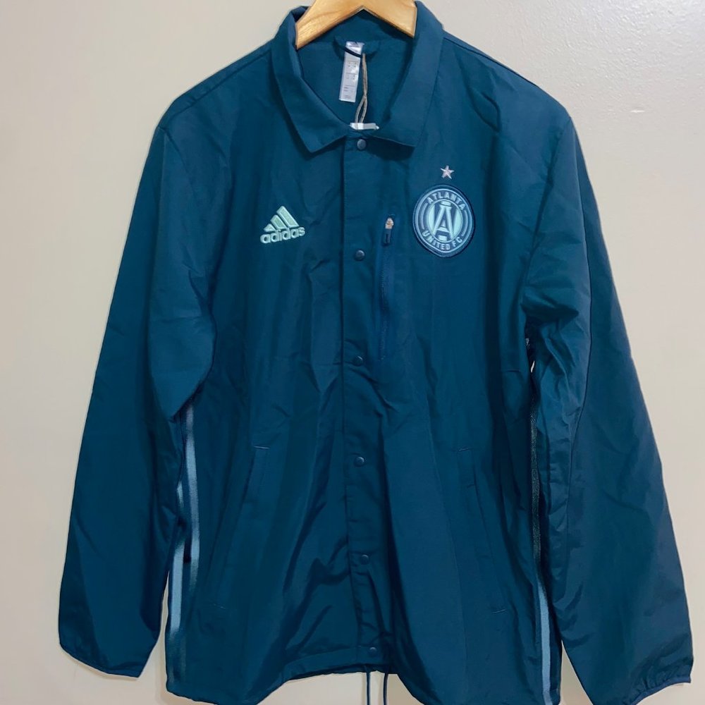 Adidas Green Atlanta United FC Anthem Full-Snap Soccer Jacket HB8472 Mens